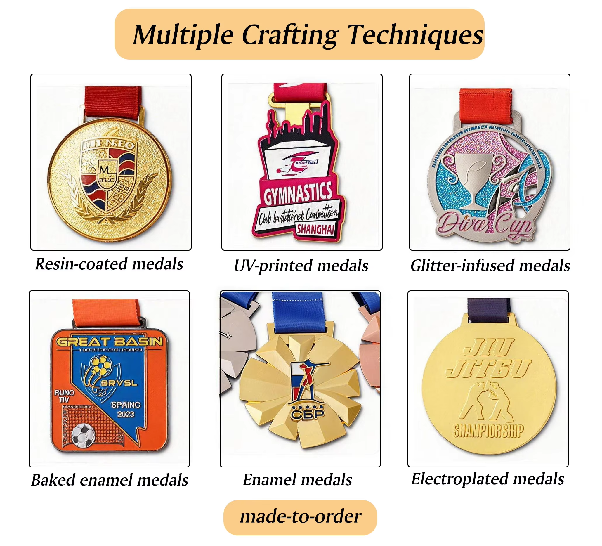 Custom zinc alloy medals with enamel finish are personalized sports awards for any event.