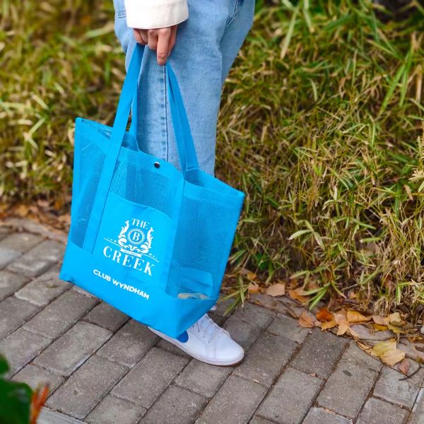Polyester Main Material Custom Ultralight Large Personalized Beach Mesh Tote Bag
