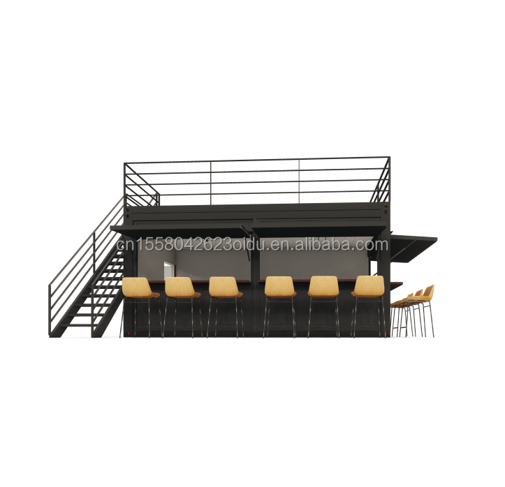 Galvanized Steel Square Tubes Steel Coffee Shop Container Modern 20ft Prefabricated Container Bar for Outdoor