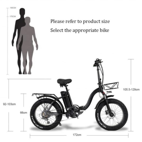 20 Inch Fat Tire Electric Folding Bike 48V 750W 7 Speed Foldable E Bikes