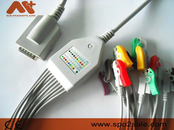 Burdick Compatible Direct-Connect EKG Cable - 007725, AHA, Clip