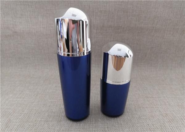 Blue Color Acrylic Lotion Dispenser , Acrylic Empty Lotion Bottles With Pump