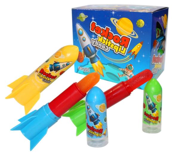 Rocket Shape Lipstick Fruit Lollipops Halal Assorted Flavor For Children