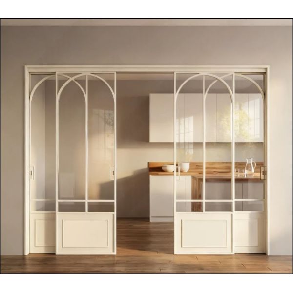 Kitchen sliding door triple linkage French open living room balcony partition aluminum alloy glass door sliding door customization