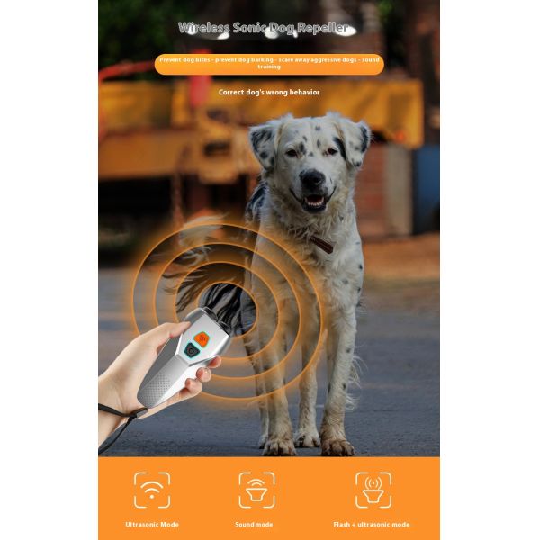 Rechargeable IP67 Waterproof Plastic Ultrasonic Dog Repeller LED Indicator Anti-Bark Control >20 Hours Battery Life Training