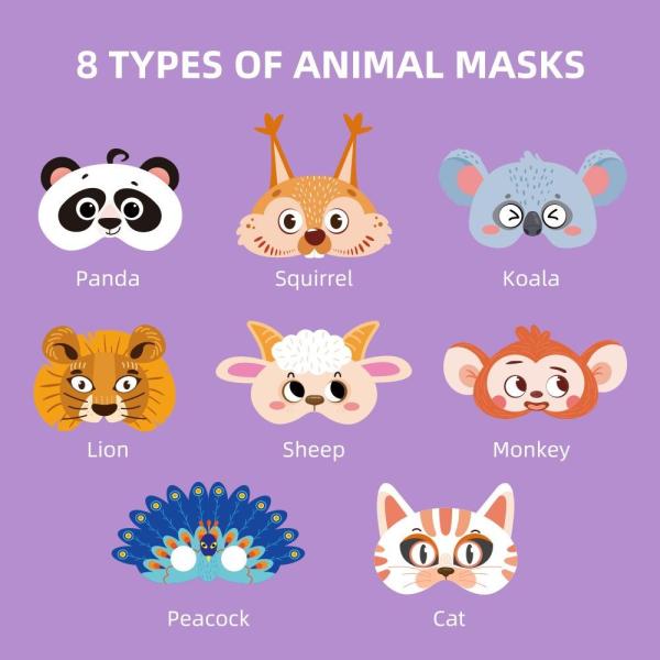 Máscara de papel animal do partido DIY do traje 8 partes para a selva da casa da quinta do jardim zoológico de trocas de carícias