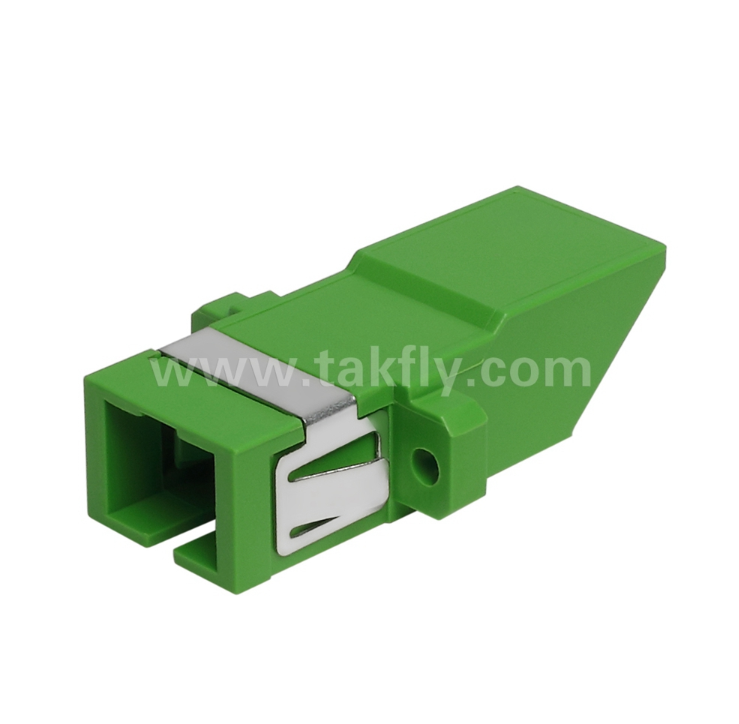 SC Diagonal Type Simplex Adapter with Built‑in Inner Shutter – Dustproof & Laser Eye Protection, Low Insertion Loss, for Data Center & FTTx Fiber Connections