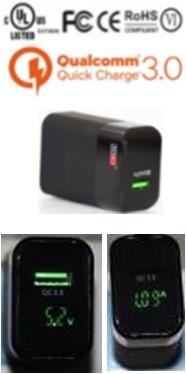Portable USB Wall Charger Mini Digital Display   Fireproof ABS PC Case