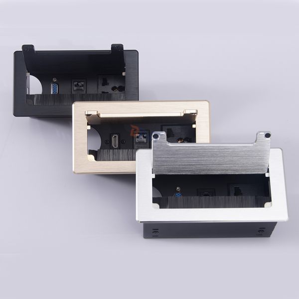 Office Aluminum Alloy Electric Table Socket Outlet Box Cable Management