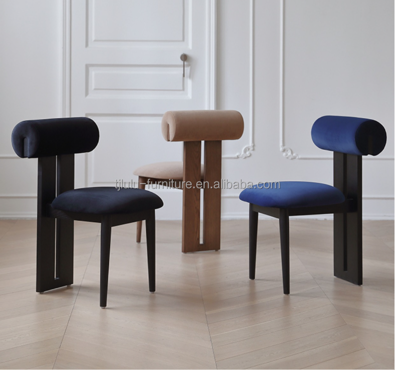 Modern Living Furniture Design Fabric Dining Room Restaurant Chair with Solid Wood Style