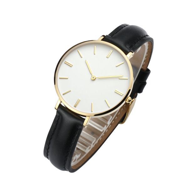 Interchangeable Black Female Watches Leather Strap With Japan Movement