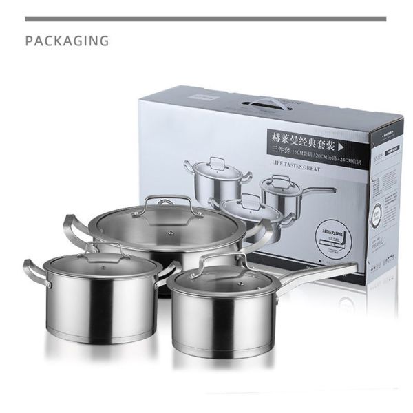 Factory Direct Sale Pans And Pots Sets Silver Cooking Pot Sets Stainless Steel Cookware Sets For Kitchen