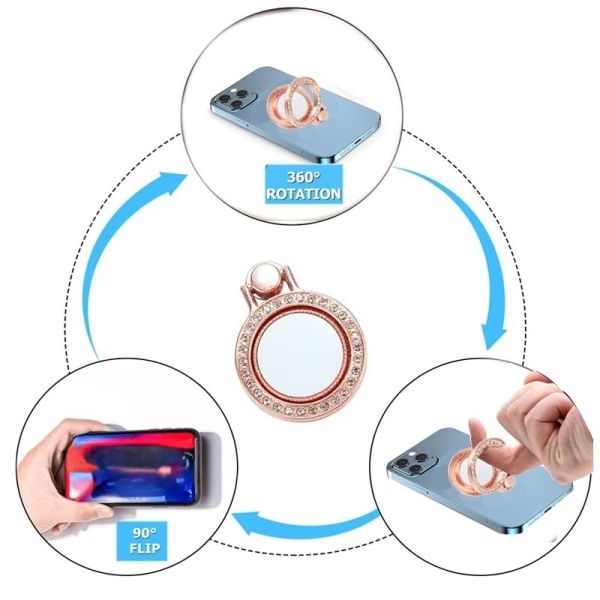 Personalized 360 Degree Rotating Zinc Alloy Sublimation Blank Phone Ring Holders Custom Phone Finger Holder