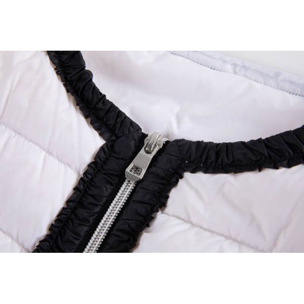 Women's Lightweight Down Jacket with Woven Polyester Shell and Contrast Trim in Short Length