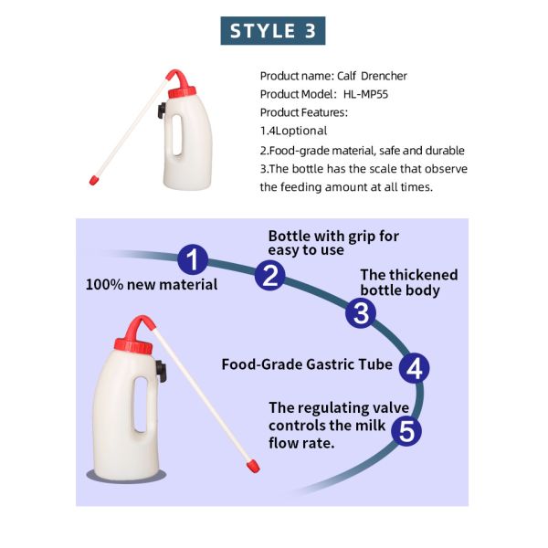 4000 ml de jeringa de plástico para bebederos con dosis ajustable y tubo de 50 cm