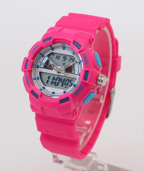 Plastic Digital Watch with Stainless Steel Case Back, 5ATM Water Resistance and TPU Strap,LCD Digital Watches