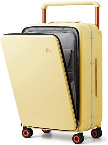 Luggage Wide Handle Luxury Design Rolling Travel Suitcase PC Hardside with Aluminum Frame Hollow Spinner Wheels,