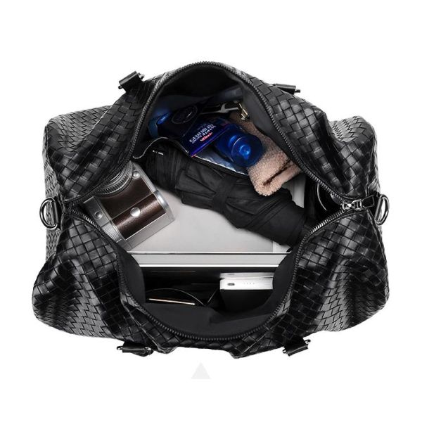 Braid PU Fabric Retro Style Large Sports Duffel Bag Wear Resistant