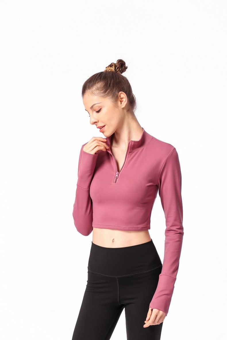 Фитнес спортзала шеи черепахи куртки 300gsm йоги женщин молнии рукава добавочного размера длинный