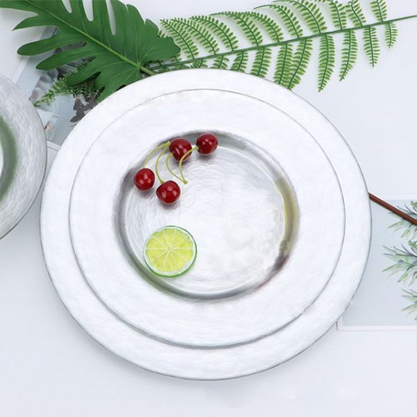 High Quality Gold Spraying Glass Charger Plate for Dinnerware