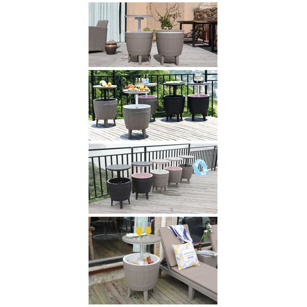 Foldable Outdoor Camping Picnic Beach Cafe Bistro Bar Chill Ice Cooler Lift Top Wine Beer Table with Storage
