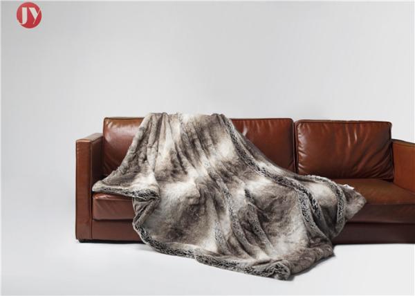 Soft classic Gray Faux Fur Blanket Chinchilla Stripes Throw Winter OEM/ODM Accepted