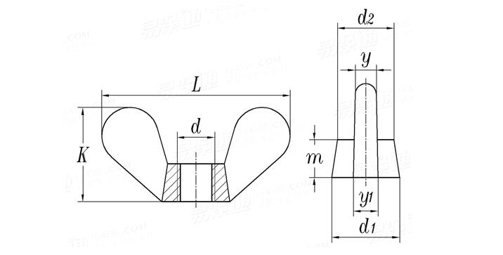 Rounded Head Din 315 Wing Nut , Butterfly Wing Nut For Wind Power Industry