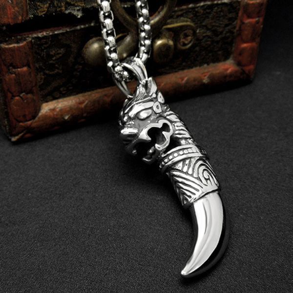 Titanium Stainless Steel Pendant Necklace Dragon Cobbra Wolf Tooth Style(SP183)