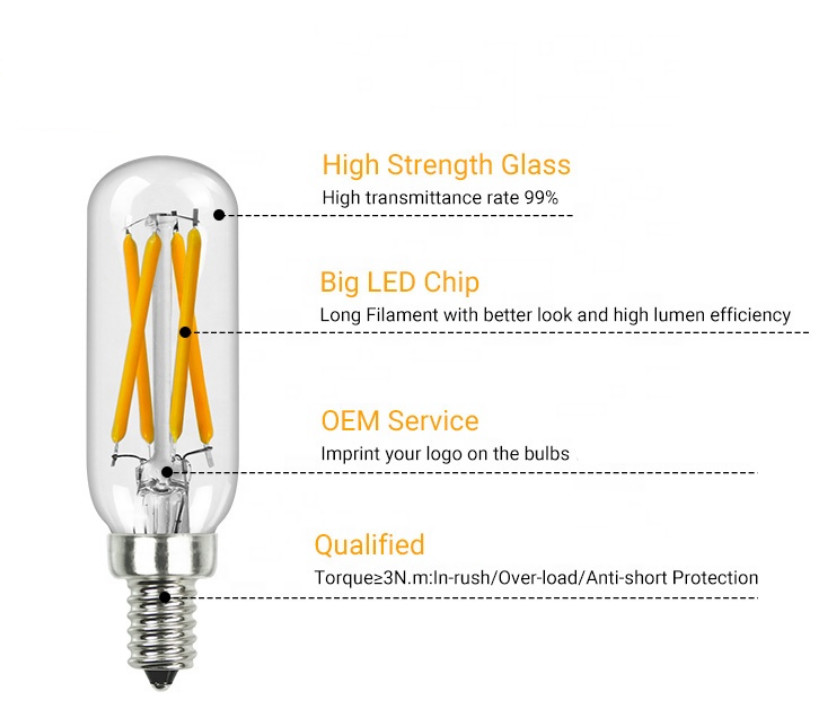 Холодильника электрической лампочки T25 E14 стекло 2W 4W Амбер винтажного Edison ясное