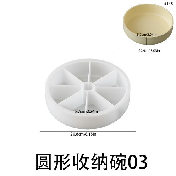 Ins Wind Belt Corner Tray Circular Storage Bowl Silicone Mold DIY Aromatherapy Candle Gypsum Jewelry Plate Storage Mold