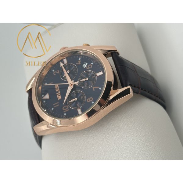 30 Meters Stylish Water Resistant Quartz Wrist Watch Engraved Logo Leather Strap Quartz Watch