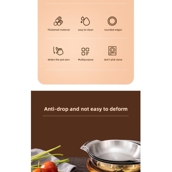 Good Quality Stainless Steel Golden Soup Pot Korean Ramen Instant Noodle Seafood Lobster Induction Cooker Dry Pot