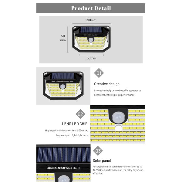 Outdoor Waterproof Motion Sensor Light Led Wall Garden Light with 15000 Hours Lifespan
