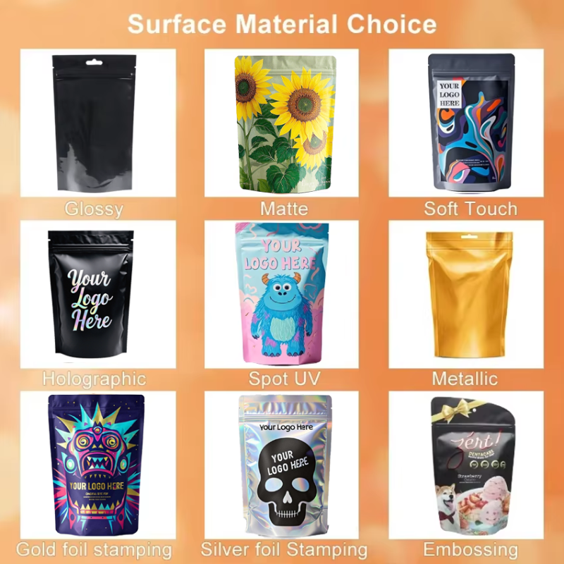 Custom Printed Stand Up Zipper Pouch for Food Packaging