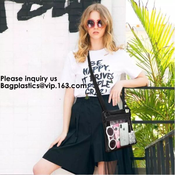 Clear Zipper Bag With Compression Packing Closure,Toiletry Bag With Pink Trim And Zipper Closing PVC zipper pouch bageas