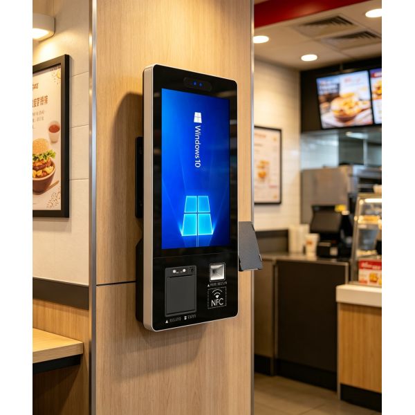 Wall-mounted payment terminal 21.5 23.8inch Built-in 1D/2D Barcode Reader and Thermal Receipt Printer, POS System for Hotel/Cafe