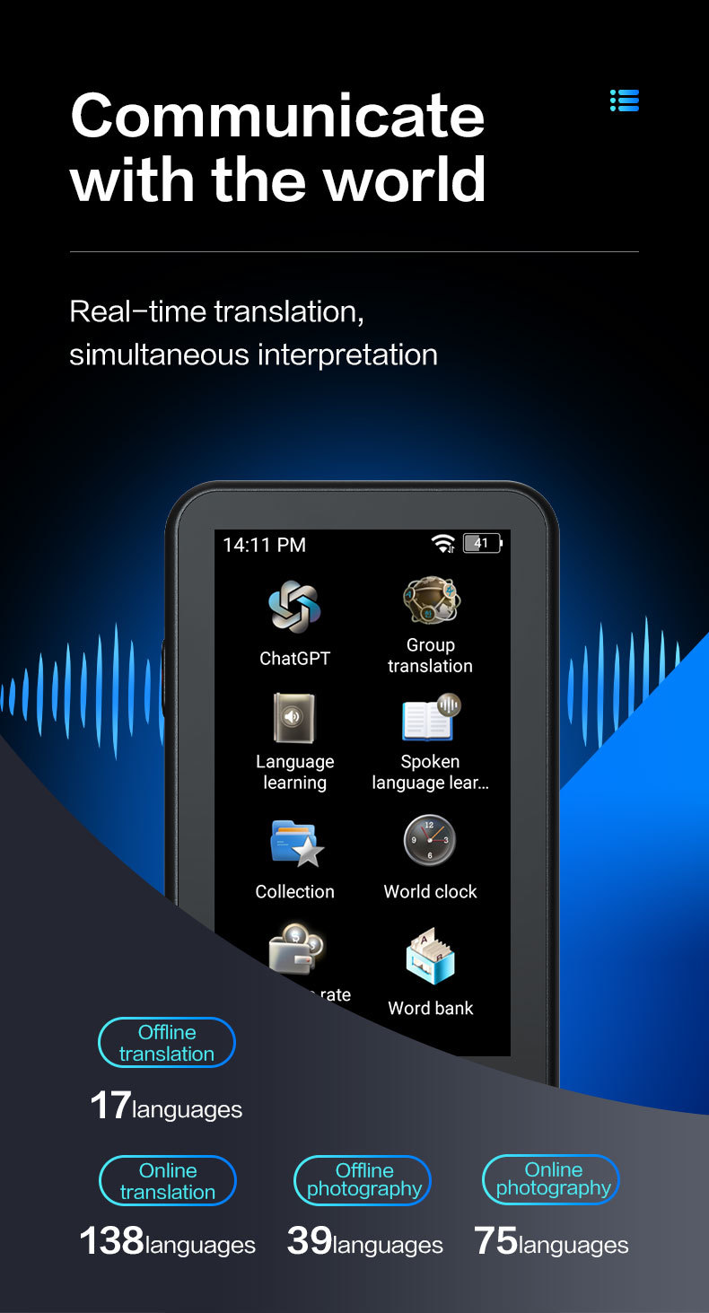 Portable Smart Language Interpreter Machine 160 Languages Real Time For Travel Business
