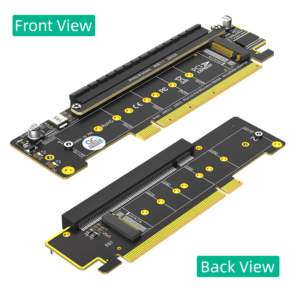 Двойной адаптер NVMe PCIe PCIe 4.0 X16 для двойного NVMe и 1x больше адаптер PCIe x16 для SSD M.2 NVMe