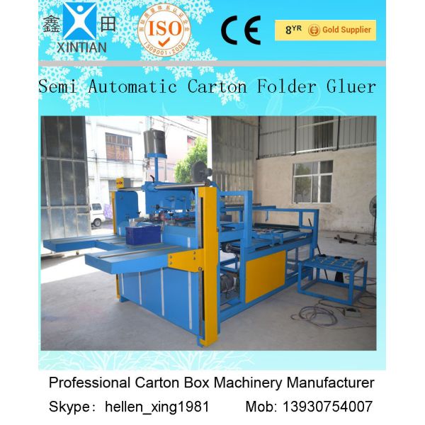 Semi Automatic Folder Gluer Machine For Corrugated Paper / Carton Box Making