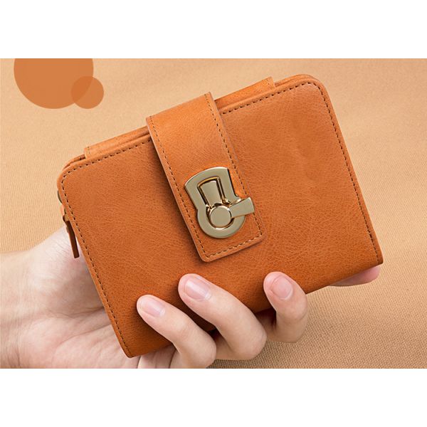 Purse lady short 2019 leather zipper folding card bag integrated fashion women's multi-function small wallet
