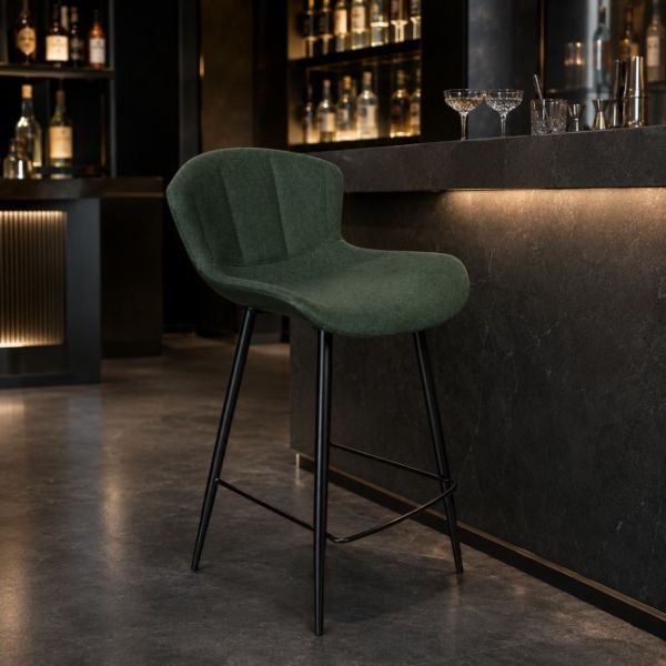 Fabric PU Bar Stool And Table Upholstered Counter Chair Metal Base For Executive Lounge