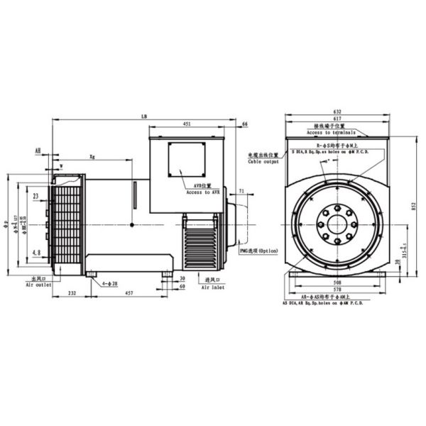 тип электрический генератор 200КВ 400В безщеточный Стамфорд АК альтернатора