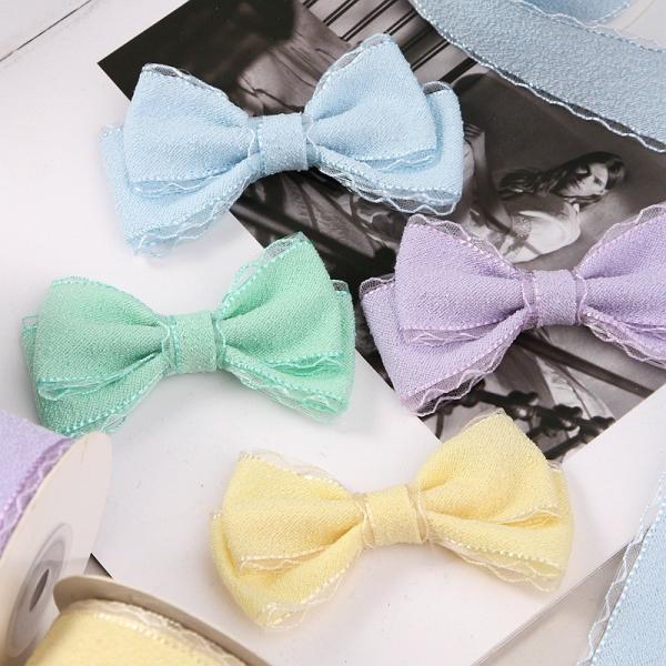 Polyester Woolen Lace Ribbon DIY Bow Red Wavy Edge Children's Hair Clip Gift Box Packaging Strap Clothing Accessories
