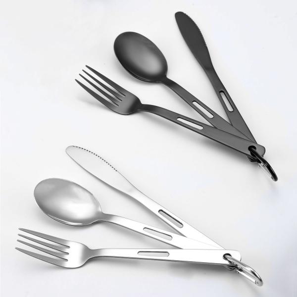 Set de talheres de aço inoxidável leve e durável para jantar ao ar livre