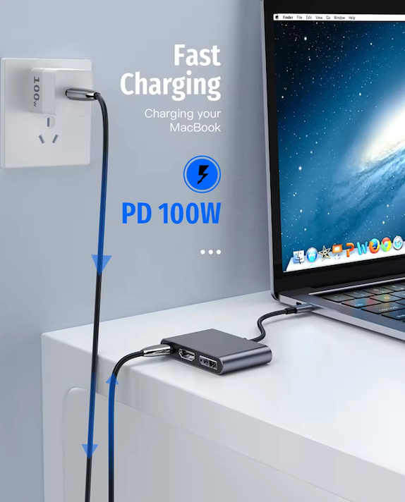 ODM 3-в-1 хаб USB док-станция Usb 3.0 высококачественный HDMI 4K 100W источник питания