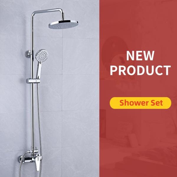 Duche de cabeça de chuva de alta pressão de cromo com conjunto de cobre combinado portátil