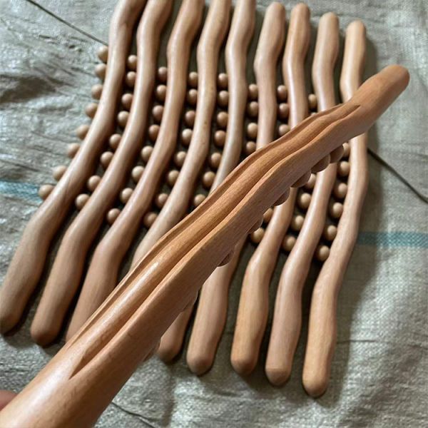 Natural Wood Massage Stick for Body Belly Back Scraping SPA Therapy Roller Tool Point Treatment Guasha Relax