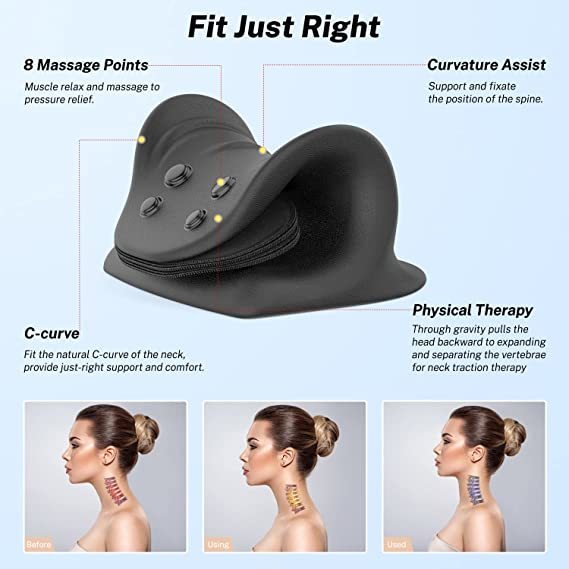 Airbag C-Shaped Cervical Massage Pillow with Heating and Multi-point Massage for Neck and Shoulder  Relief
