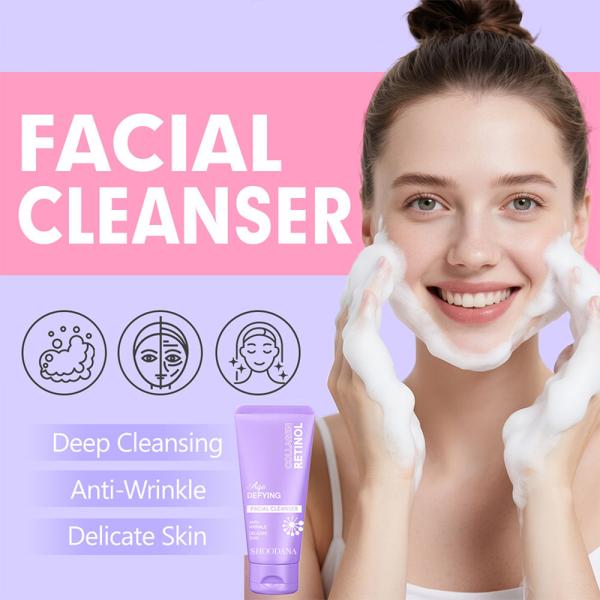 Démaquillant visage biologique en marque propre, nettoyant visage au collagène, mousse nettoyante végan