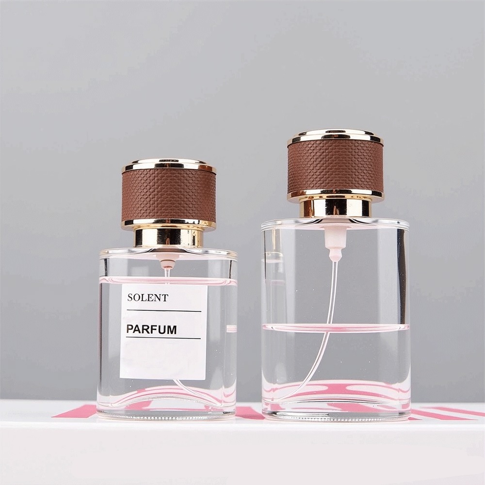 Square Shape Glass Scent Bottle With Leather Cap 100ml Empty Perfume Spray Bottle